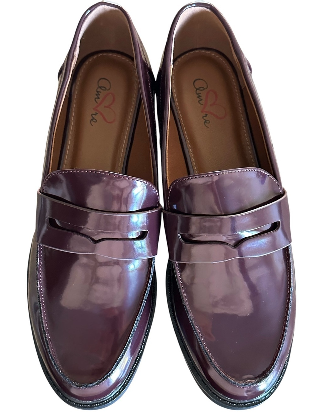Mia Amore Hali Shoes Burgundy Patent Penny Loafers Women's Size 9 New in Box - Picture 5 of 16